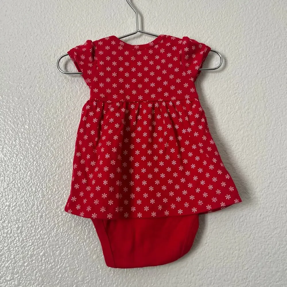 Just One You by Carter’s red snowflake santa dress one piece short sleeve